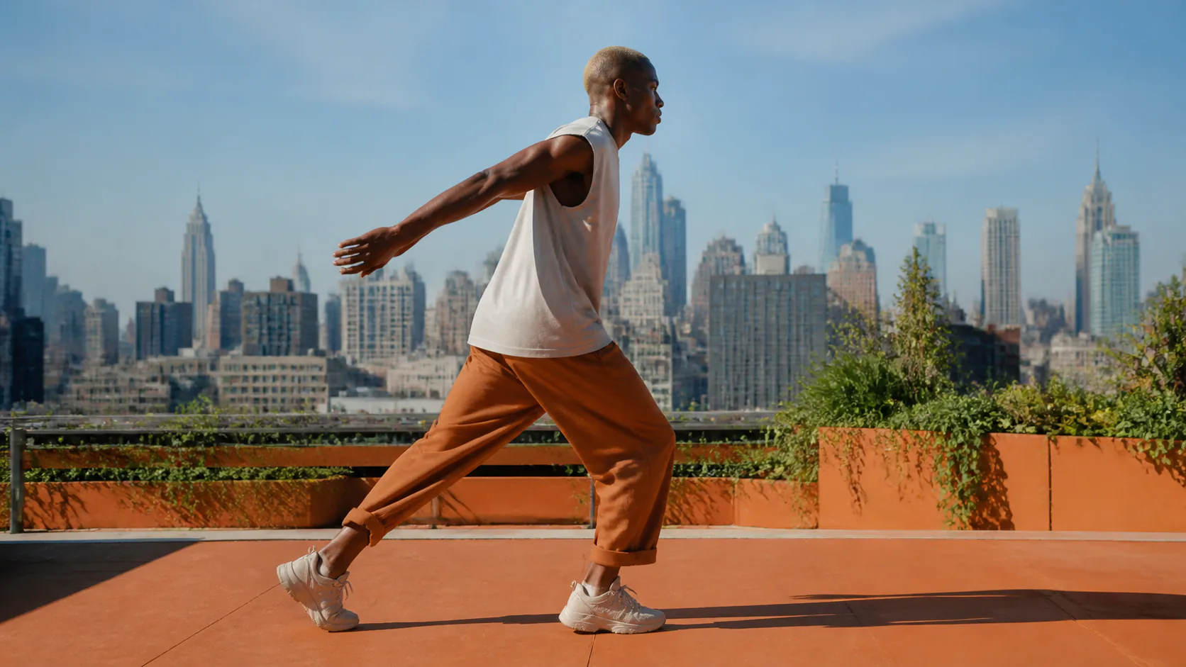 Kling 3.0 Motion Control follows performer direction on a rooftop