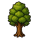 Pixel tileset generator 示例：128×128 像素透明底橡树场景物件
